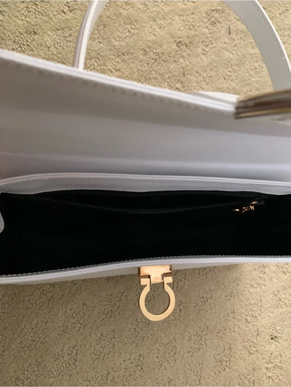 Salvatore Ferragamo Vintage white Leather Top-Handle Satchel with Gold Hardware